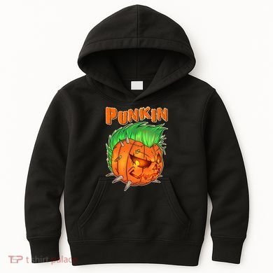 PUNKIN With Mohawk Funny Scary Halloween Kids Hoodie