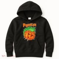 PUNKIN With Mohawk Funny Scary Halloween Kids Hoodie thumb 0