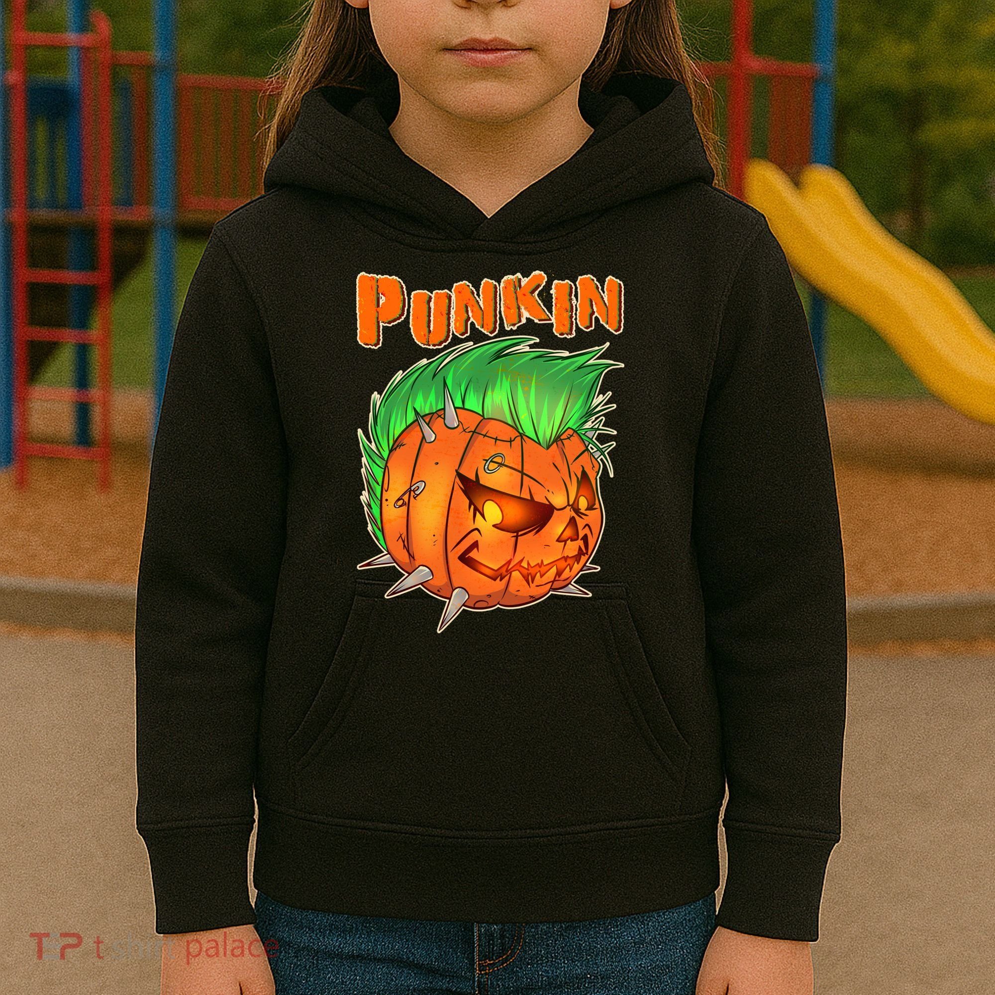 PUNKIN With Mohawk Funny Scary Halloween Kids Hoodie