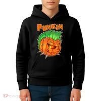 PUNKIN With Mohawk Funny Scary Halloween Kids Hoodie thumb 4