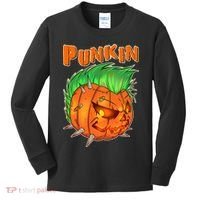 PUNKIN With Mohawk Funny Scary Halloween Kids Long Sleeve Shirt thumb 0