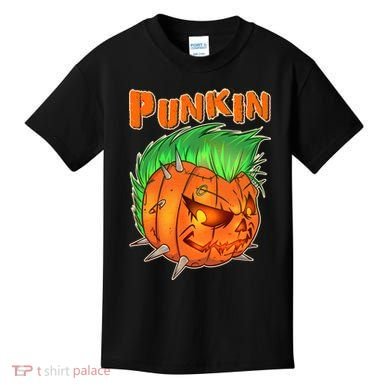 PUNKIN With Mohawk Funny Scary Halloween Kids T-Shirt