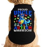 Proud Uncle Of An Autism Warrior Dinosaur Gift Doggie Tank thumb 0