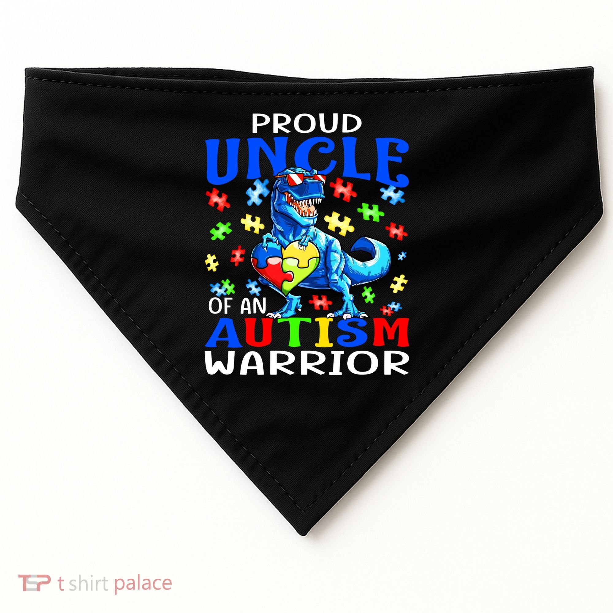Proud Uncle Of An Autism Warrior Dinosaur Gift USA-Made Doggie Bandana