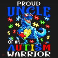 Proud Uncle Of An Autism Warrior Dinosaur Gift Bucket Hat thumb 4