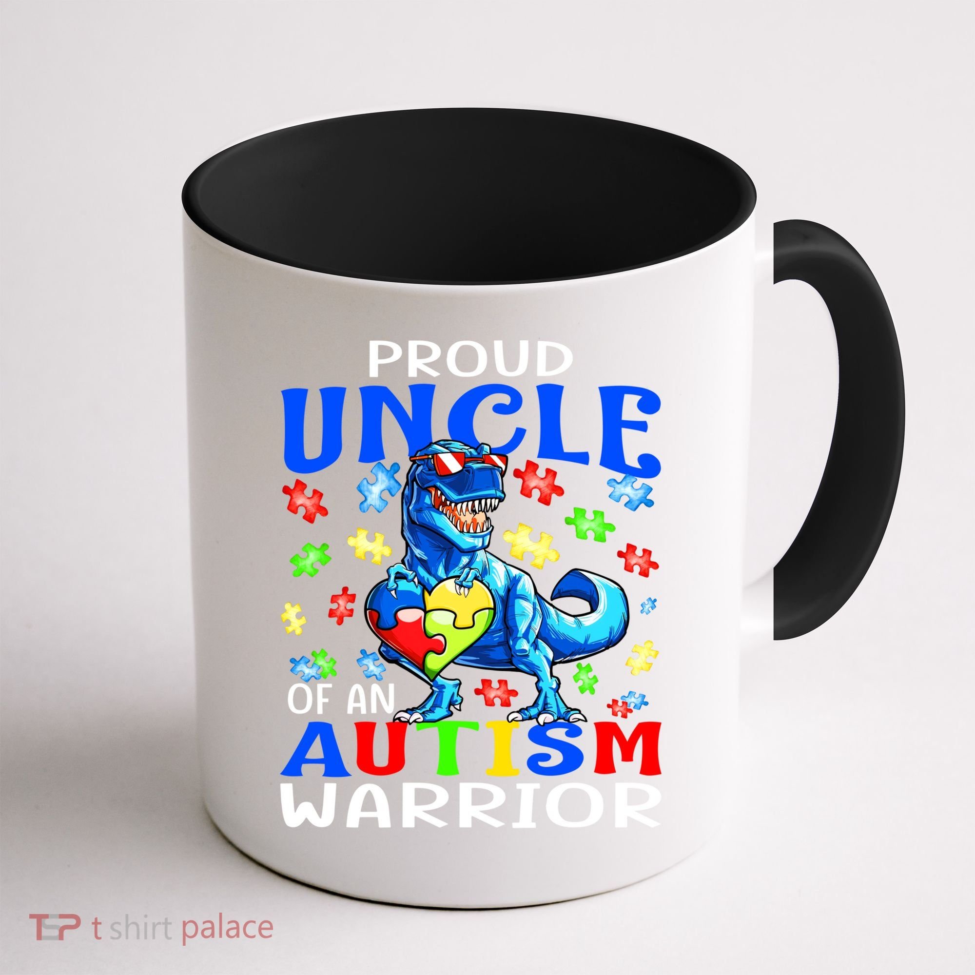 Proud Uncle Of An Autism Warrior Dinosaur Gift Coffee Mug