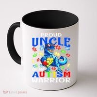 Proud Uncle Of An Autism Warrior Dinosaur Gift Coffee Mug thumb 0