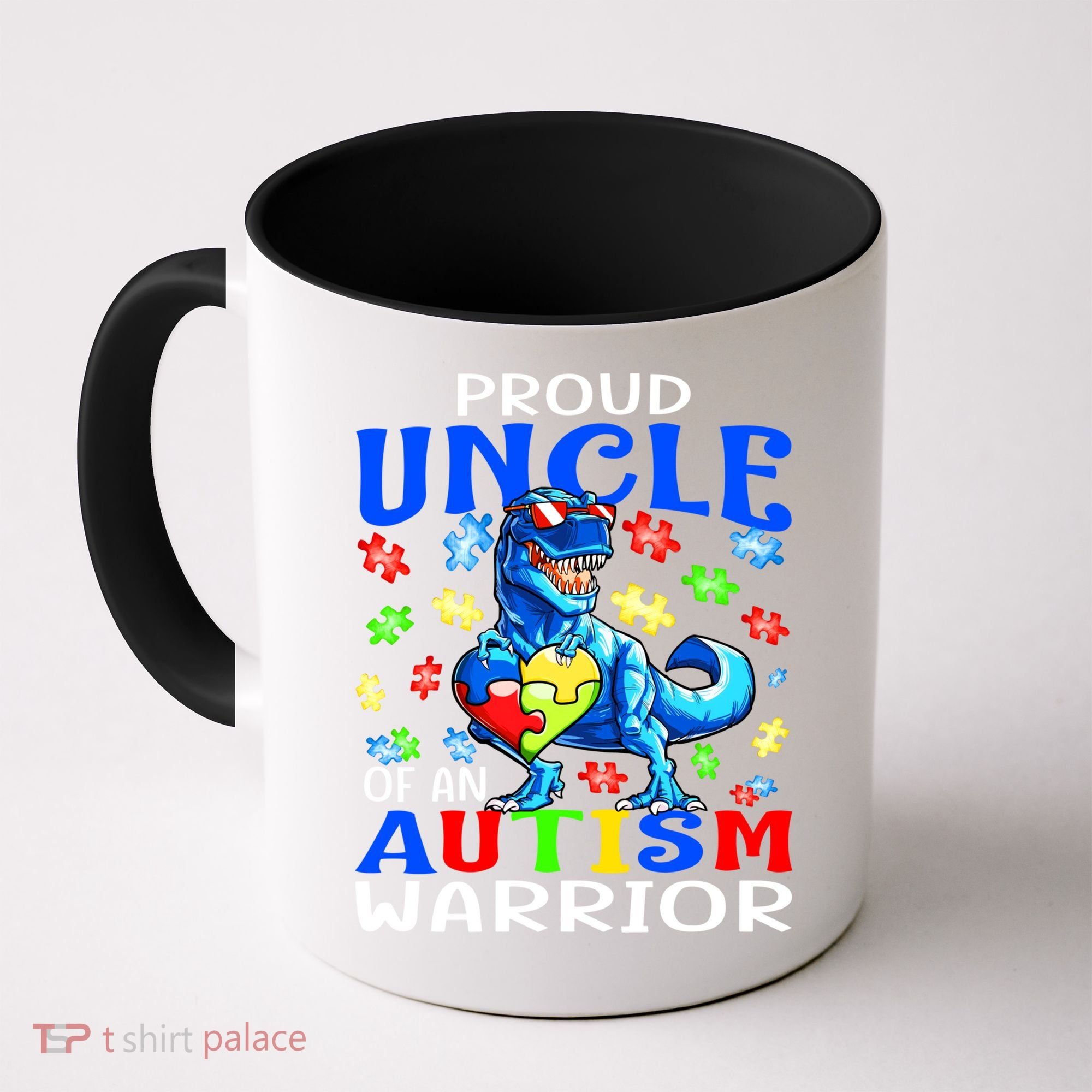 Proud Uncle Of An Autism Warrior Dinosaur Gift Coffee Mug