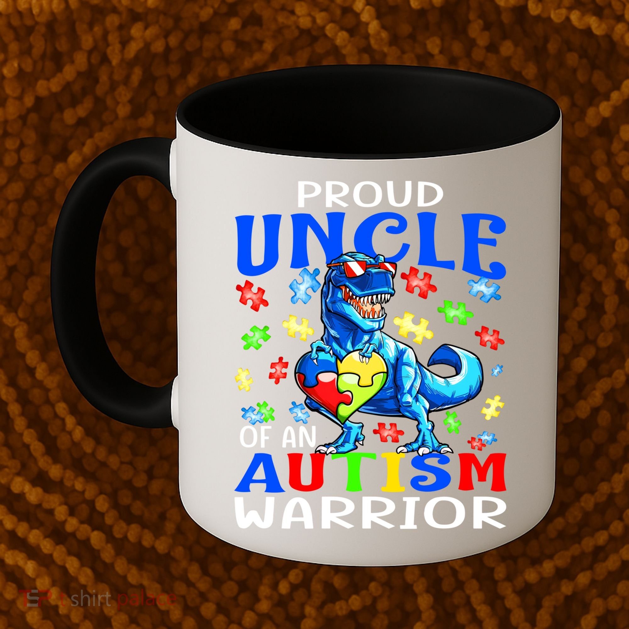 Proud Uncle Of An Autism Warrior Dinosaur Gift Coffee Mug