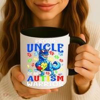 Proud Uncle Of An Autism Warrior Dinosaur Gift Coffee Mug thumb 3