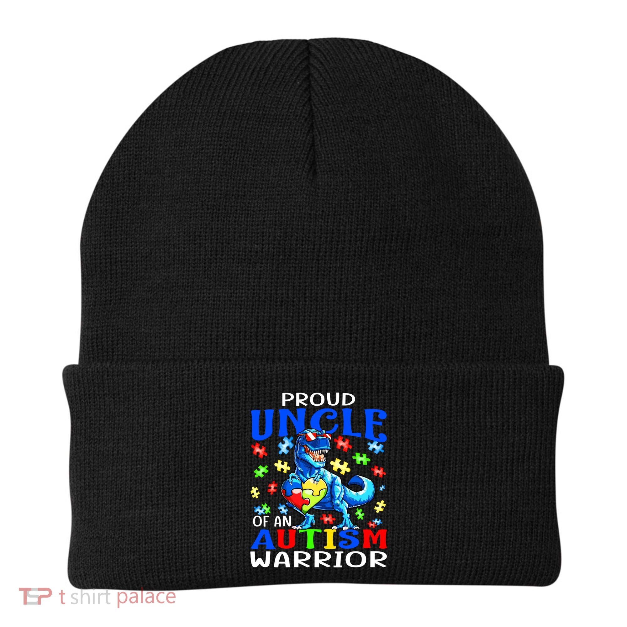 Proud Uncle Of An Autism Warrior Dinosaur Gift Beanie