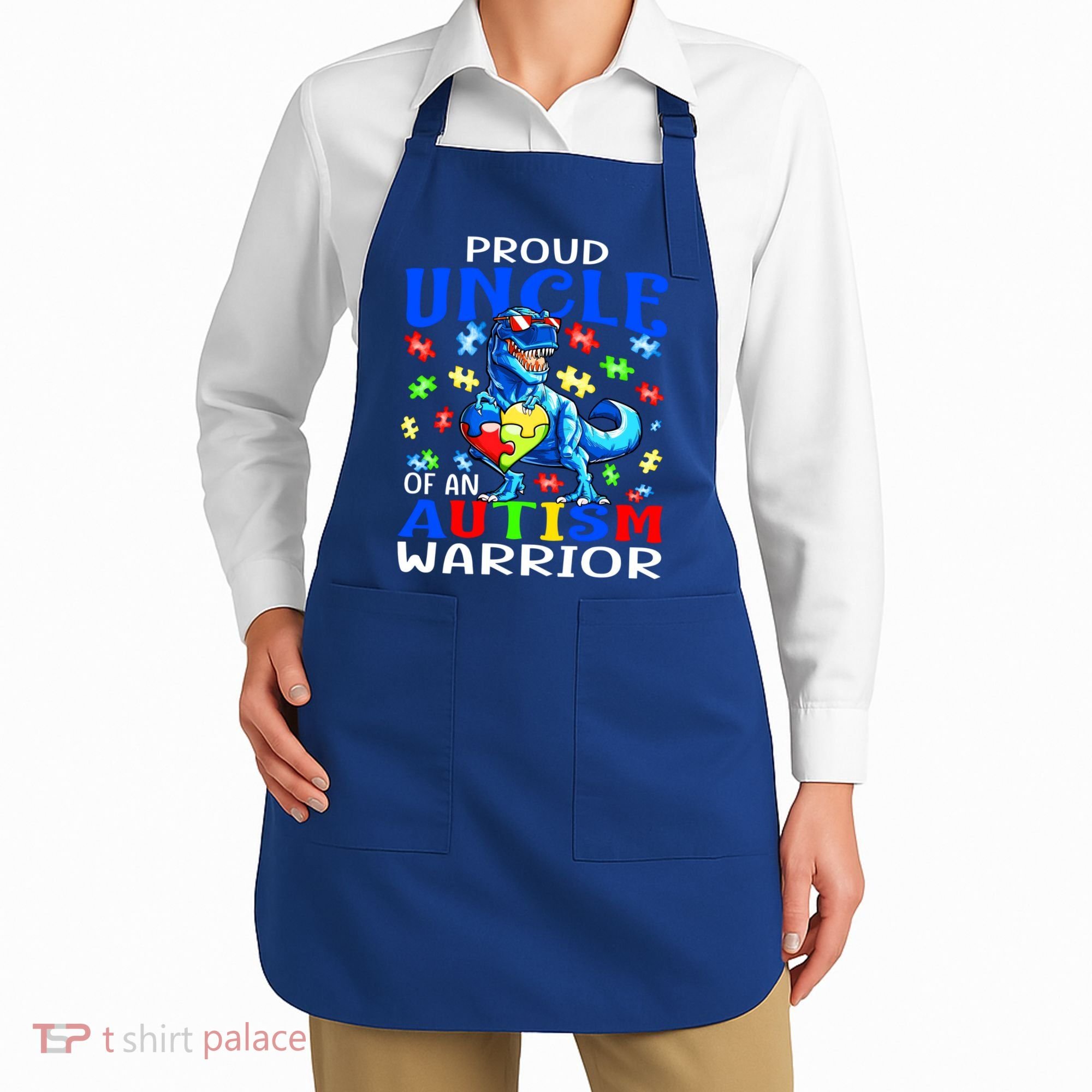 Proud Uncle Of An Autism Warrior Dinosaur Gift Apron