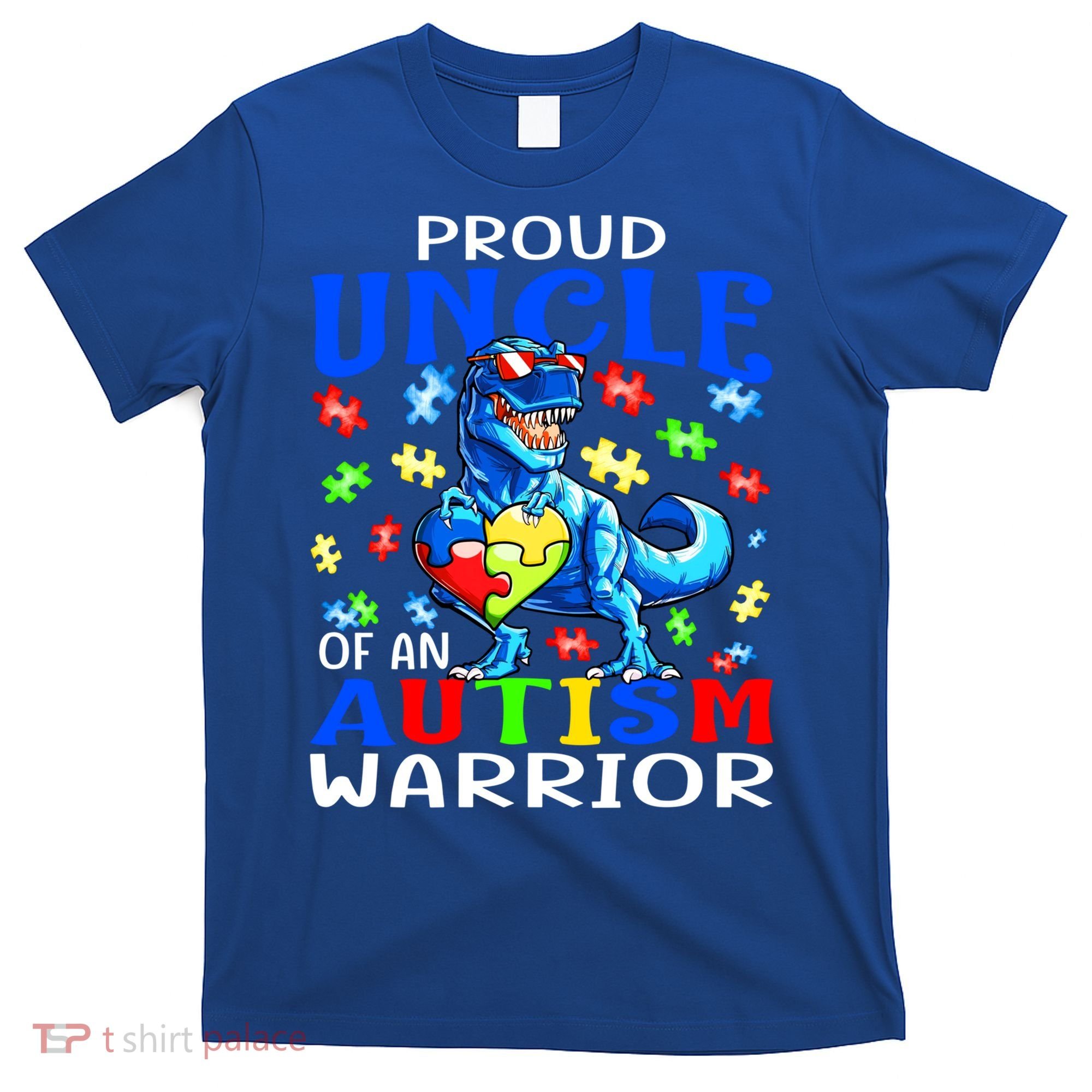 Proud Uncle Of An Autism Warrior Dinosaur Gift T-Shirt