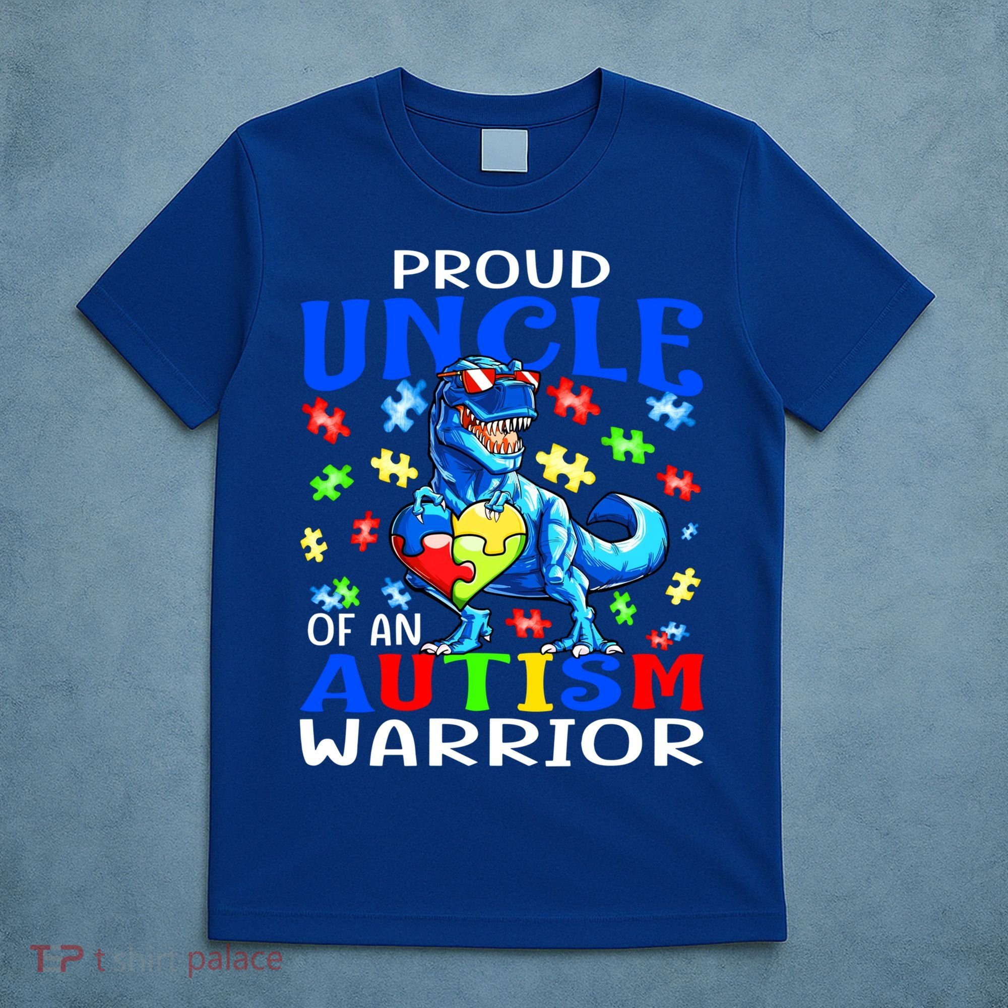 Proud Uncle Of An Autism Warrior Dinosaur Gift T-Shirt
