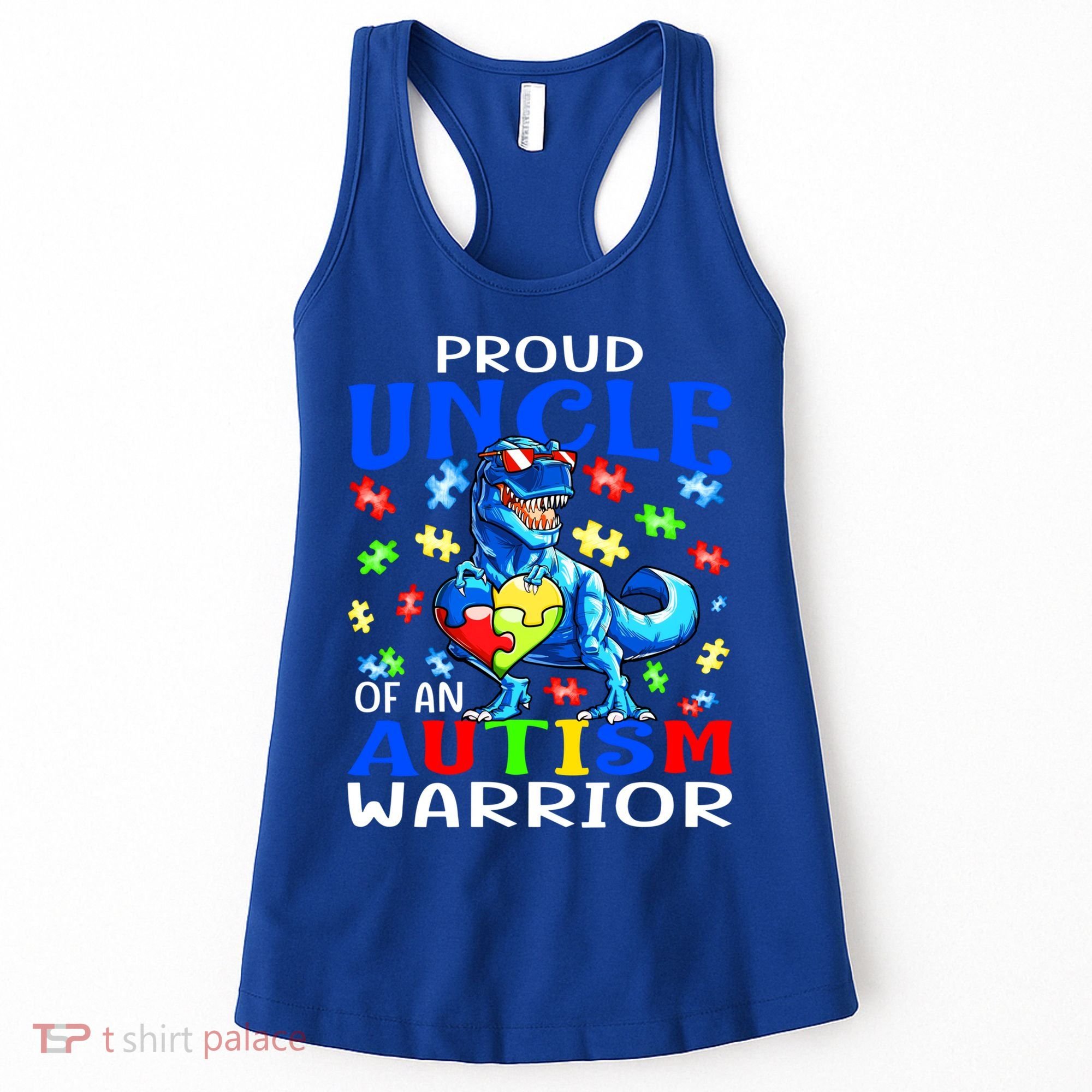 Proud Uncle Of An Autism Warrior Dinosaur Gift Women's Tank Top