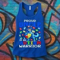 Proud Uncle Of An Autism Warrior Dinosaur Gift Women's Tank Top thumb 3