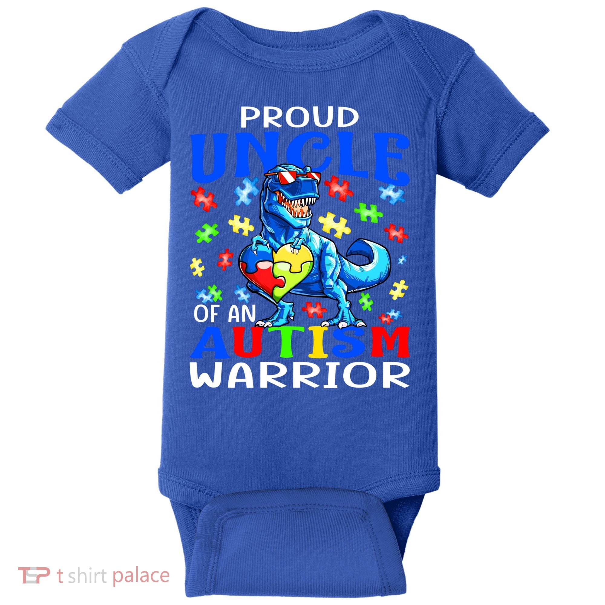 Proud Uncle Of An Autism Warrior Dinosaur Gift Baby Bodysuit