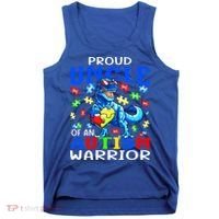 Proud Uncle Of An Autism Warrior Dinosaur Gift Tank Top thumb 0