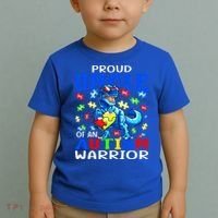 Proud Uncle Of An Autism Warrior Dinosaur Gift Toddler T-Shirt thumb 2