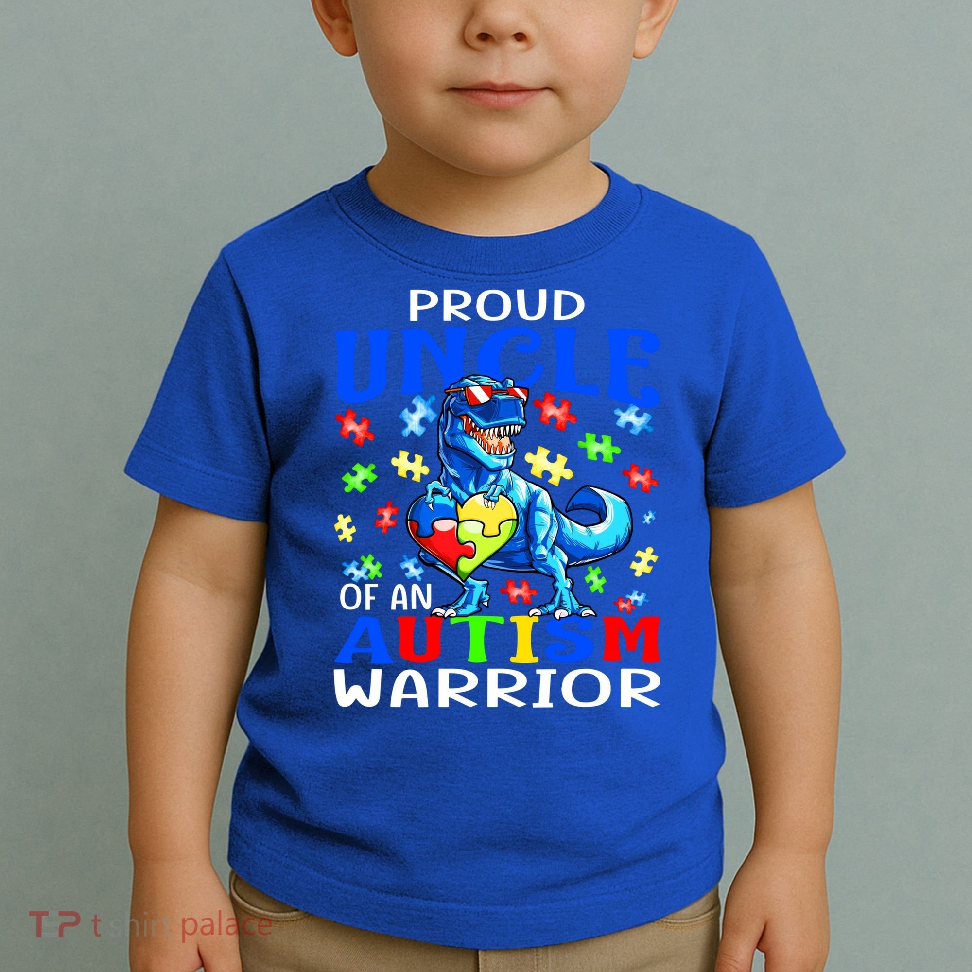 Proud Uncle Of An Autism Warrior Dinosaur Gift Toddler T-Shirt