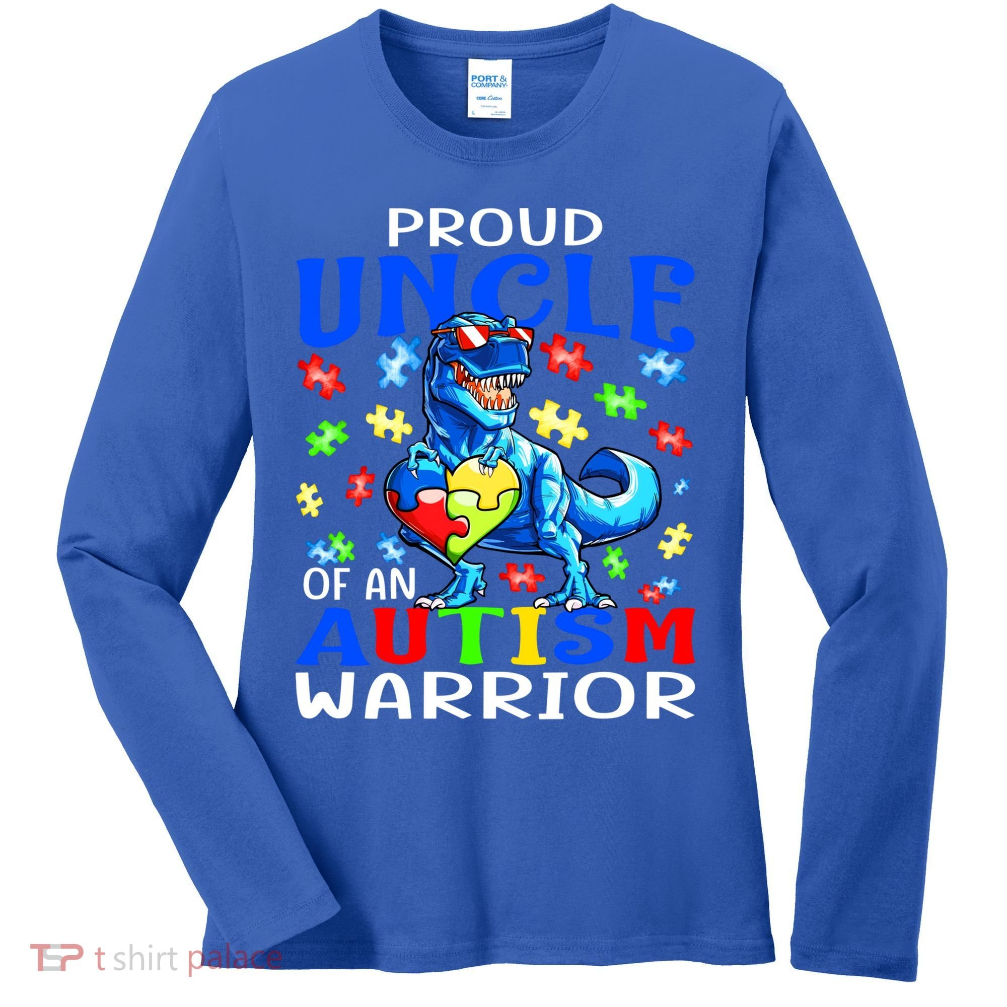 Proud Uncle Of An Autism Warrior Dinosaur Gift Women's Long Sleeve Shirt