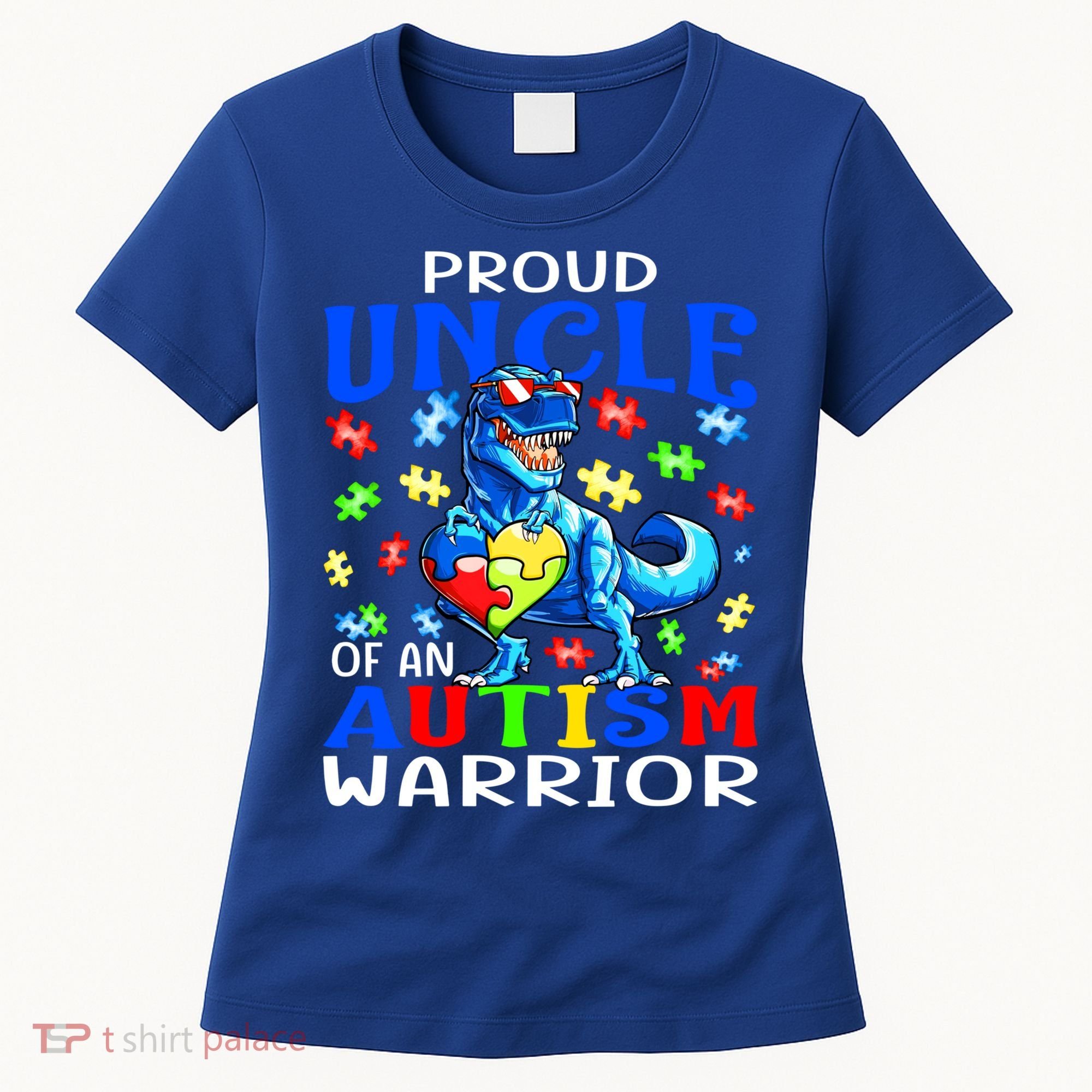 Proud Uncle Of An Autism Warrior Dinosaur Gift Women's T-Shirt