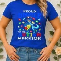 Proud Uncle Of An Autism Warrior Dinosaur Gift Women's T-Shirt thumb 2