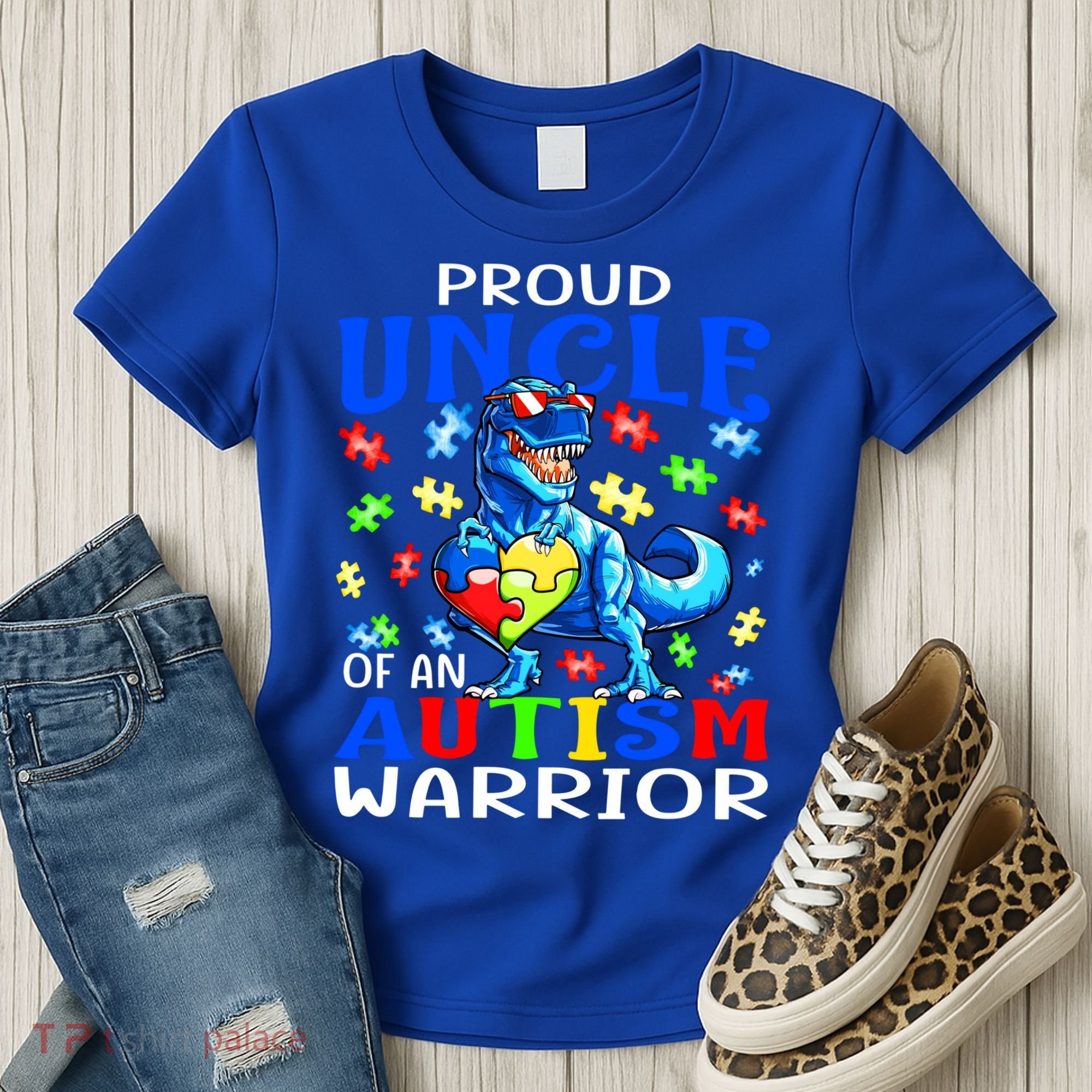 Proud Uncle Of An Autism Warrior Dinosaur Gift Women's T-Shirt