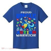 Proud Uncle Of An Autism Warrior Dinosaur Gift Kids T-Shirt thumb 0