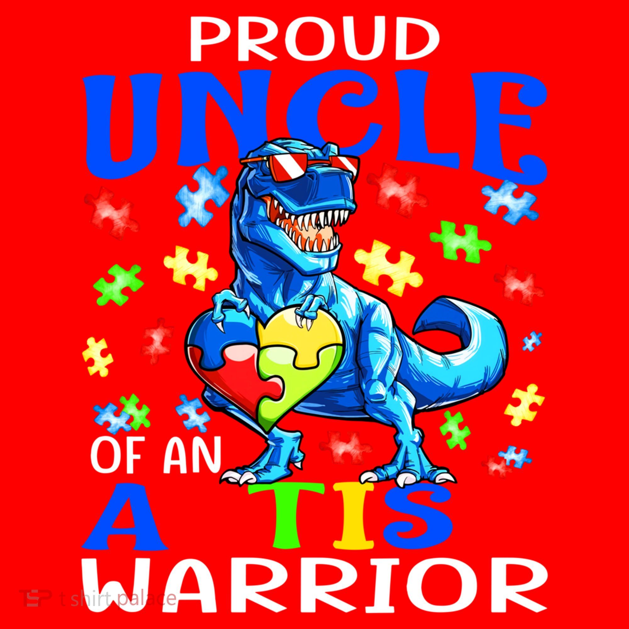 Proud Uncle Of An Autism Warrior Dinosaur Gift Santa Hat
