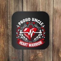 Proud Uncle Of Heart Warrior Chd Awareness Congenital Defect Coaster thumb 0