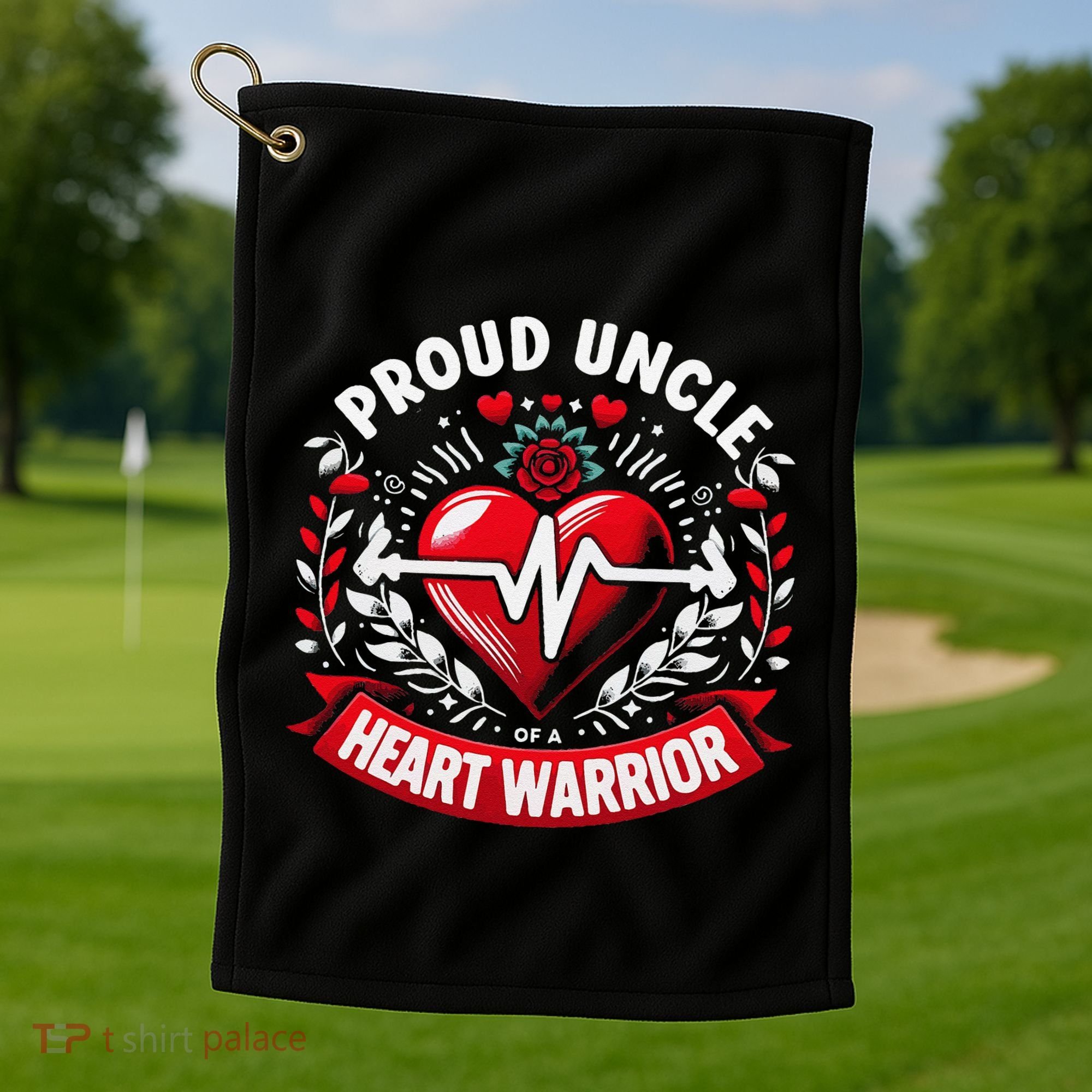 Proud Uncle Of Heart Warrior Chd Awareness Congenital Defect Golf Towel