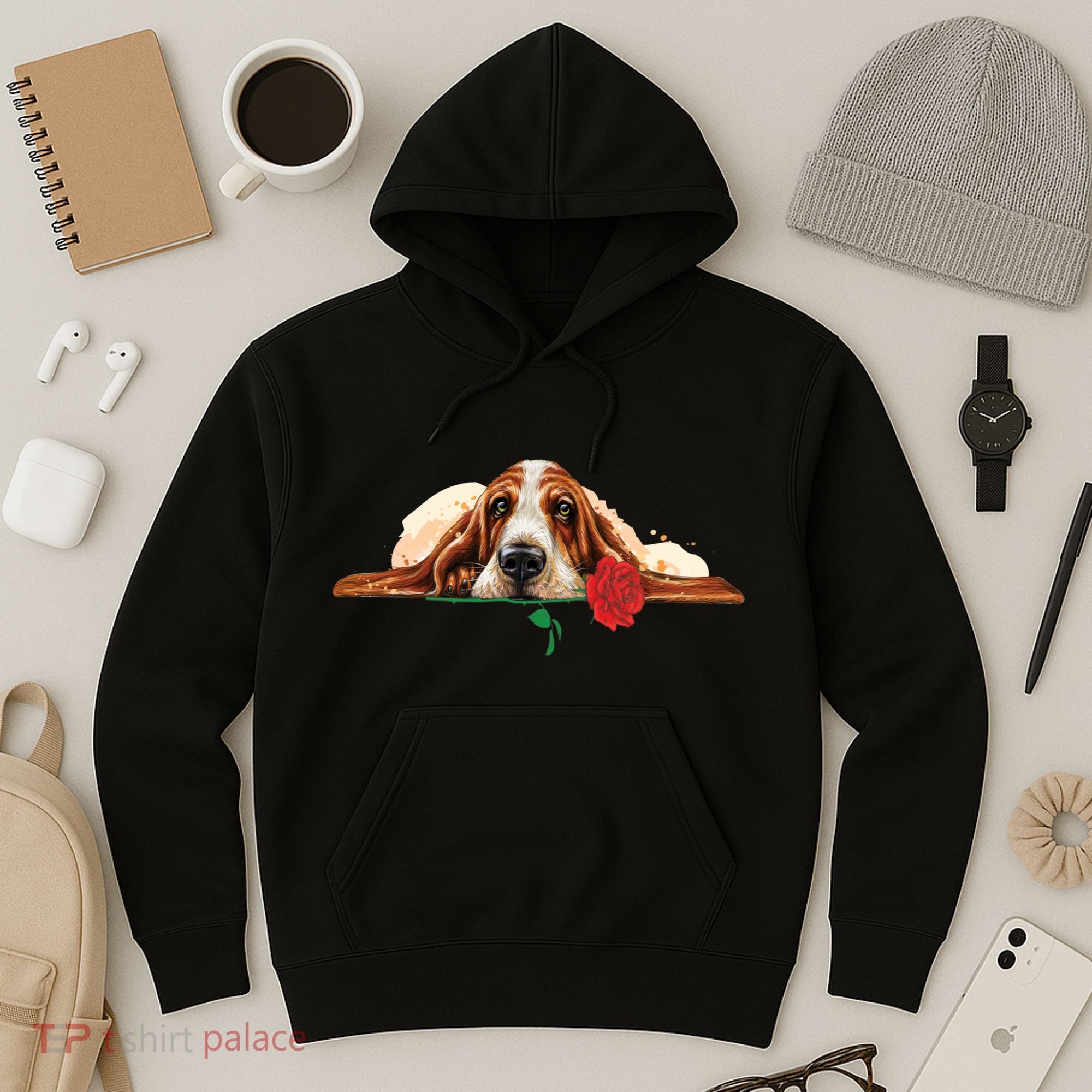 Puppy Love Red Rose Hoodie