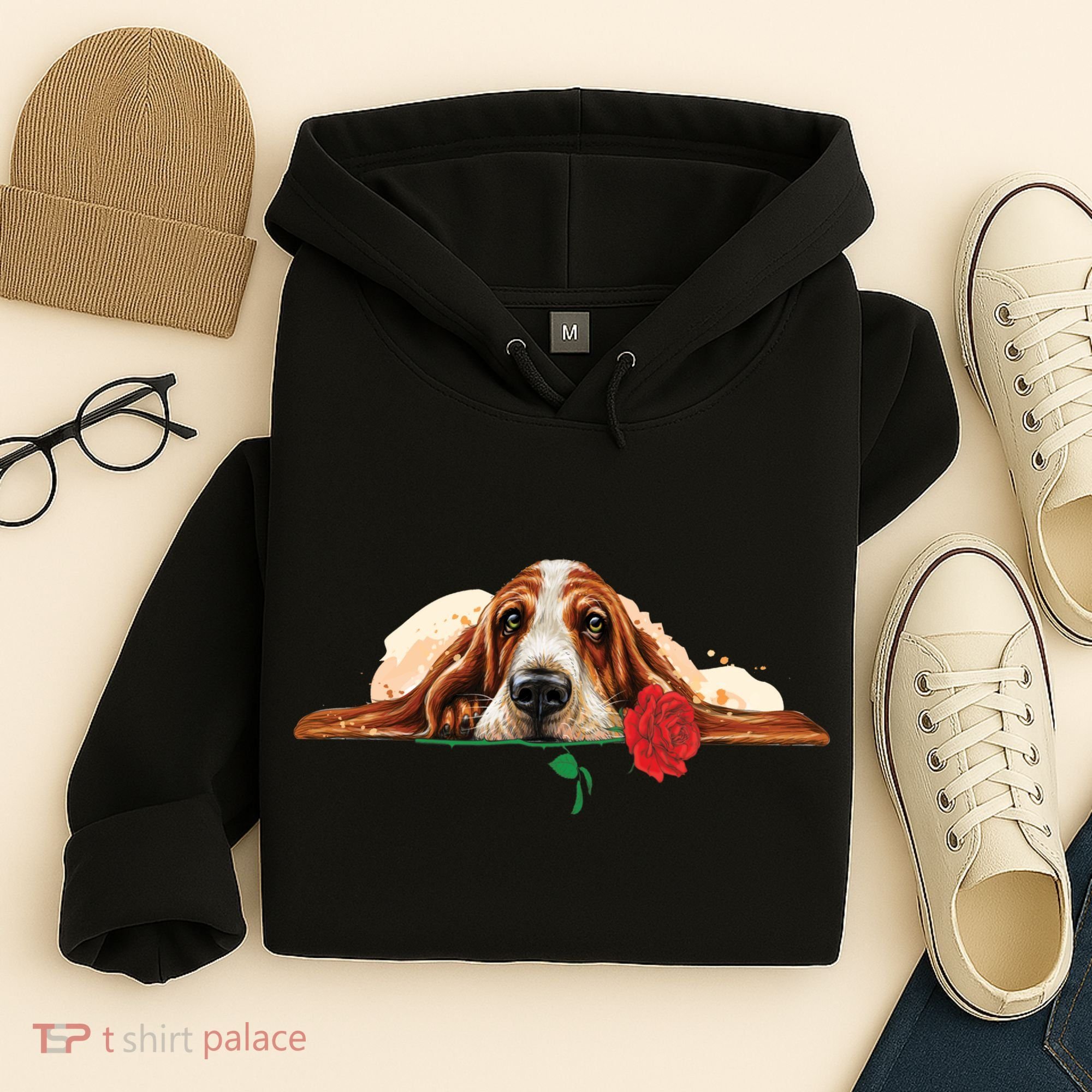 Puppy Love Red Rose Hoodie