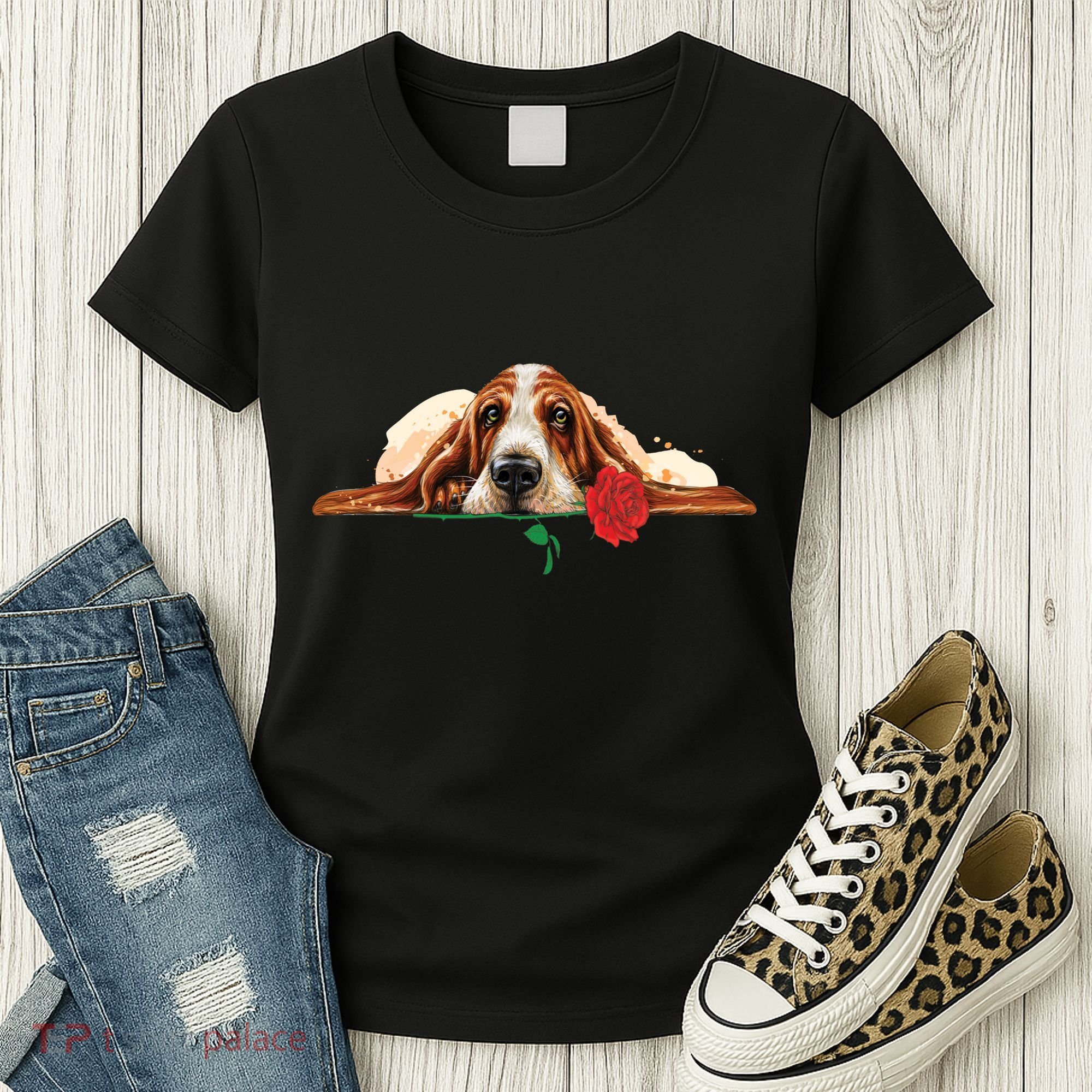 Puppy Love Red Rose Women's T-Shirt