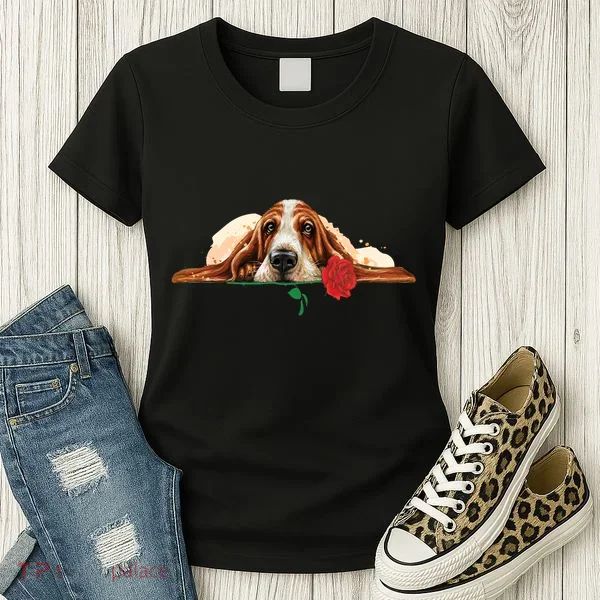 Puppy Love Red Rose Women's T-Shirt