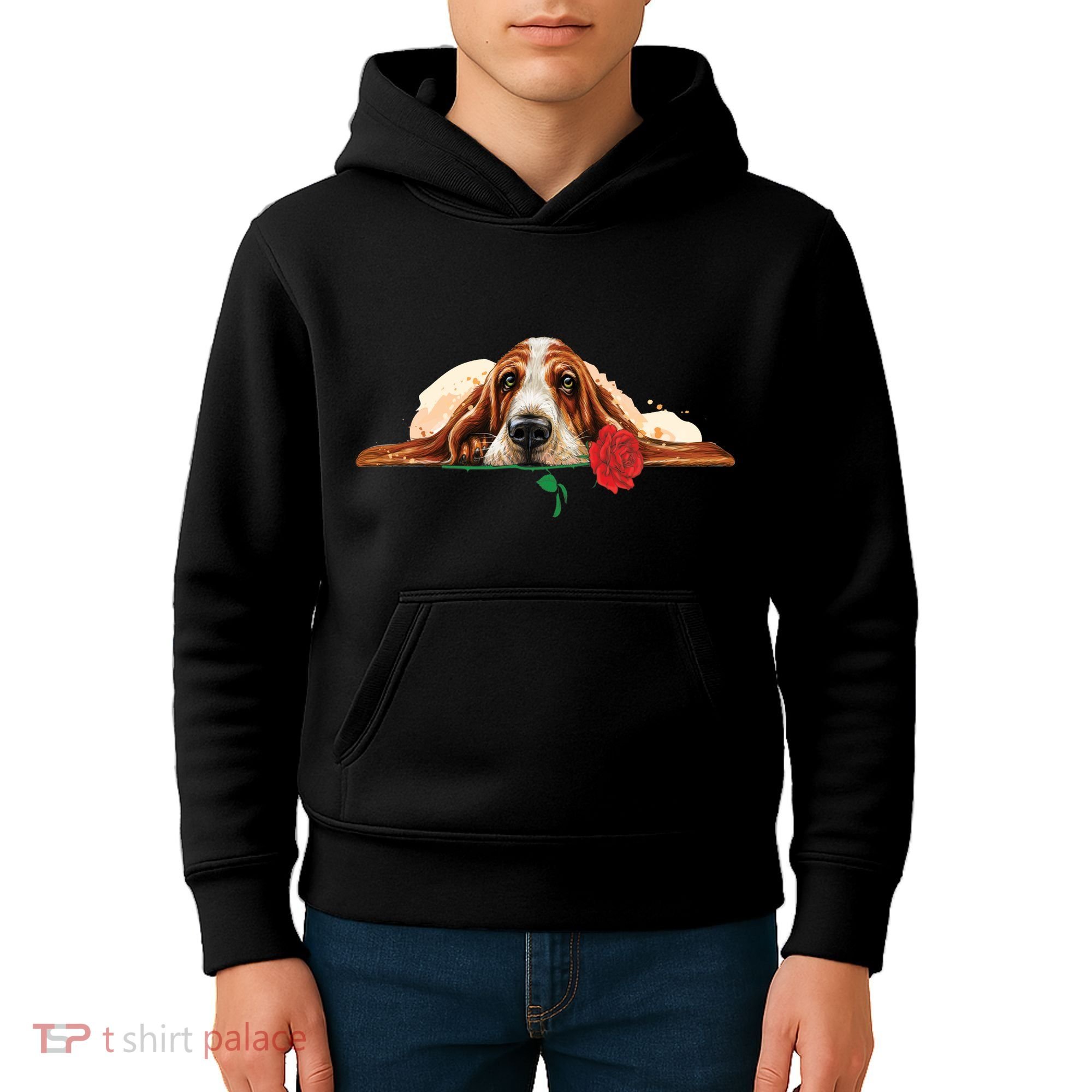 Puppy Love Red Rose Kids Hoodie