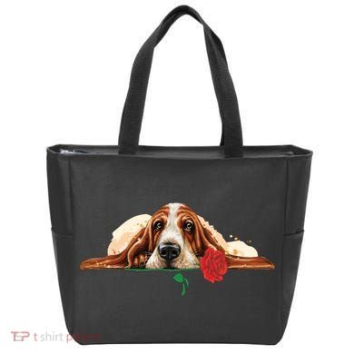 Puppy Love Red Rose Tote Bag