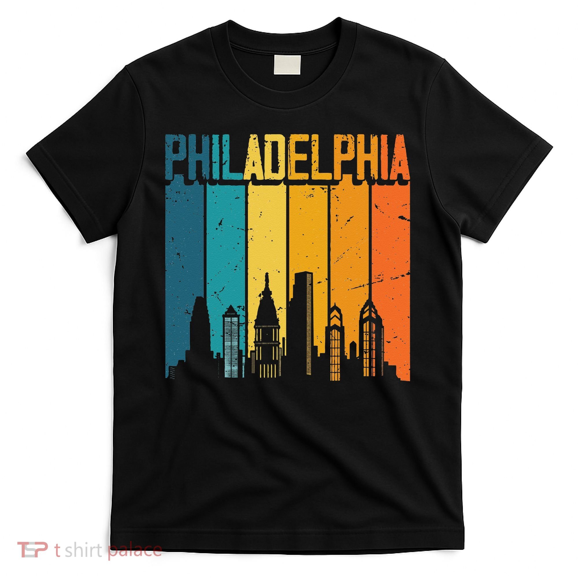 Philadelphia USA Retro Vintage Sunset Skyline Philadelphia T-Shirt