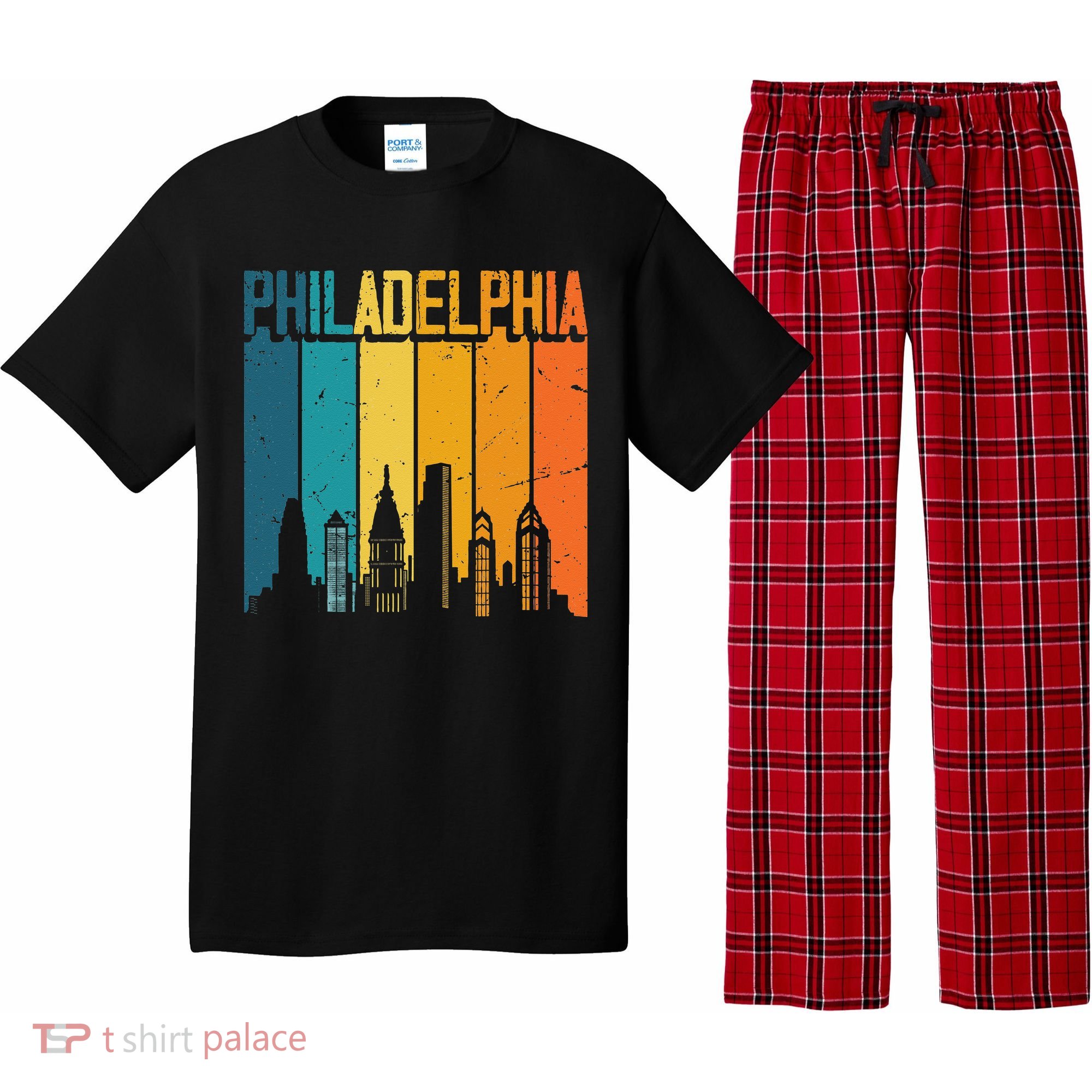 Philadelphia USA Retro Vintage Sunset Skyline Philadelphia Pajama Set