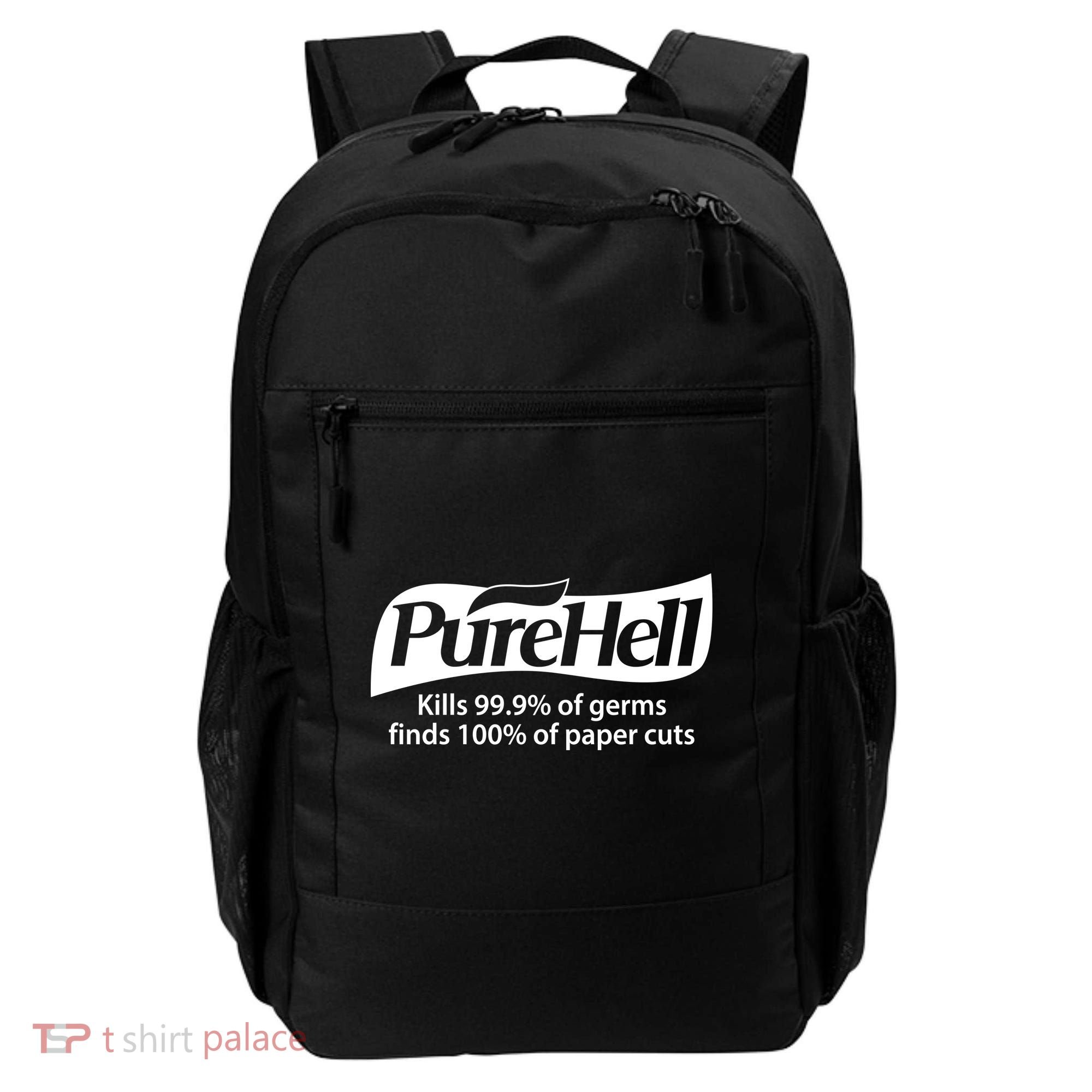 Purehell Kills 99% Of Germs Paper Cuts Pure Hell Backpack