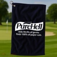 Purehell Kills 99% Of Germs Paper Cuts Pure Hell Golf Towel thumb 1