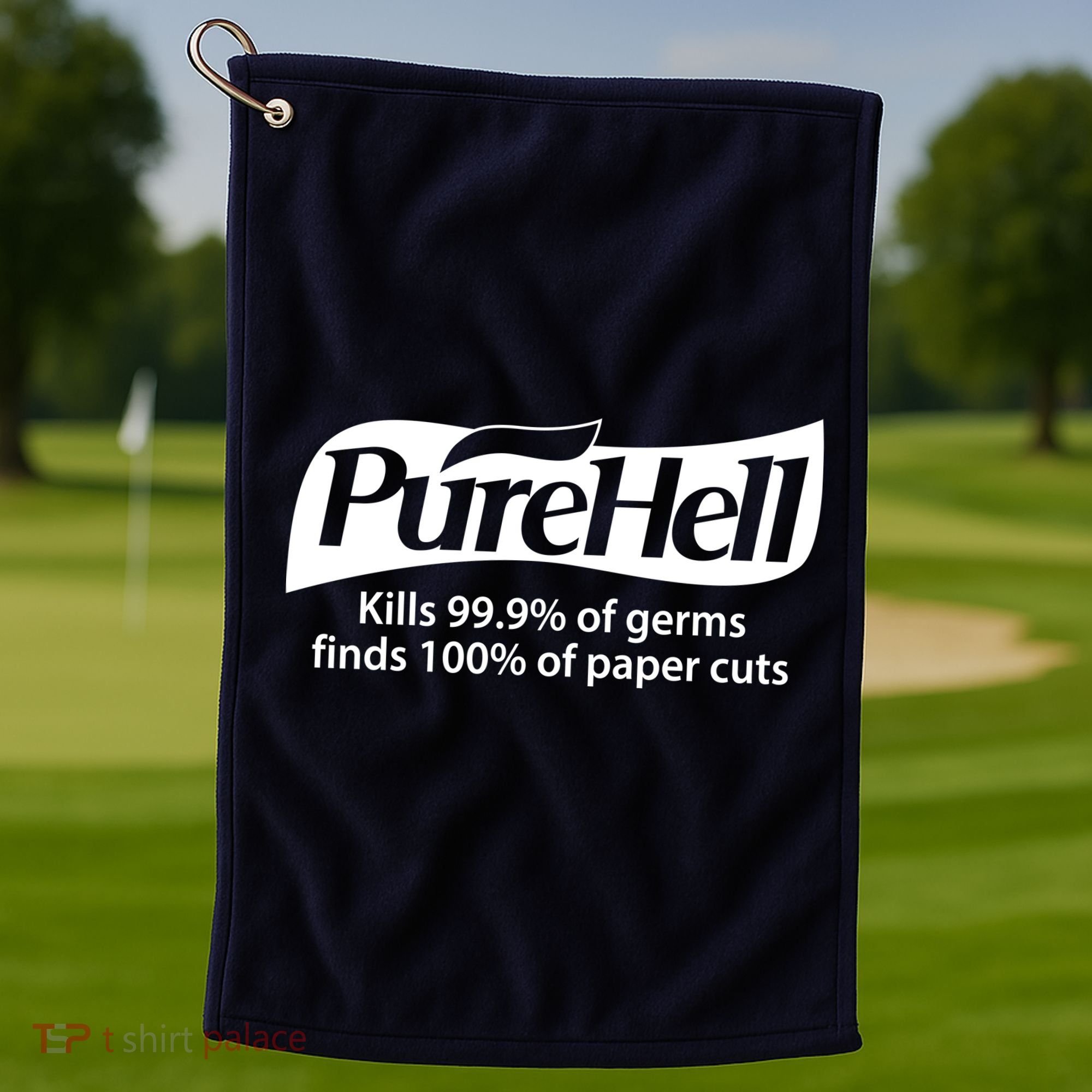 Purehell Kills 99% Of Germs Paper Cuts Pure Hell Golf Towel
