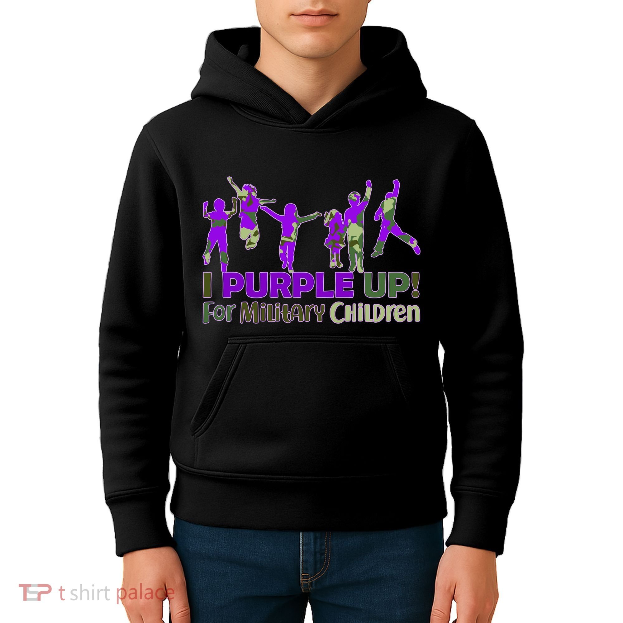 Purple Up For Military Children Camo Kids Hoodie