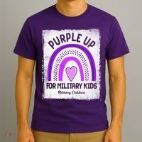 Purple Up For Military Kids Military Children Purple Rainbow T-Shirt thumb 3