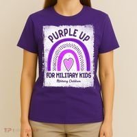 Purple Up For Military Kids Military Children Purple Rainbow T-Shirt thumb 4