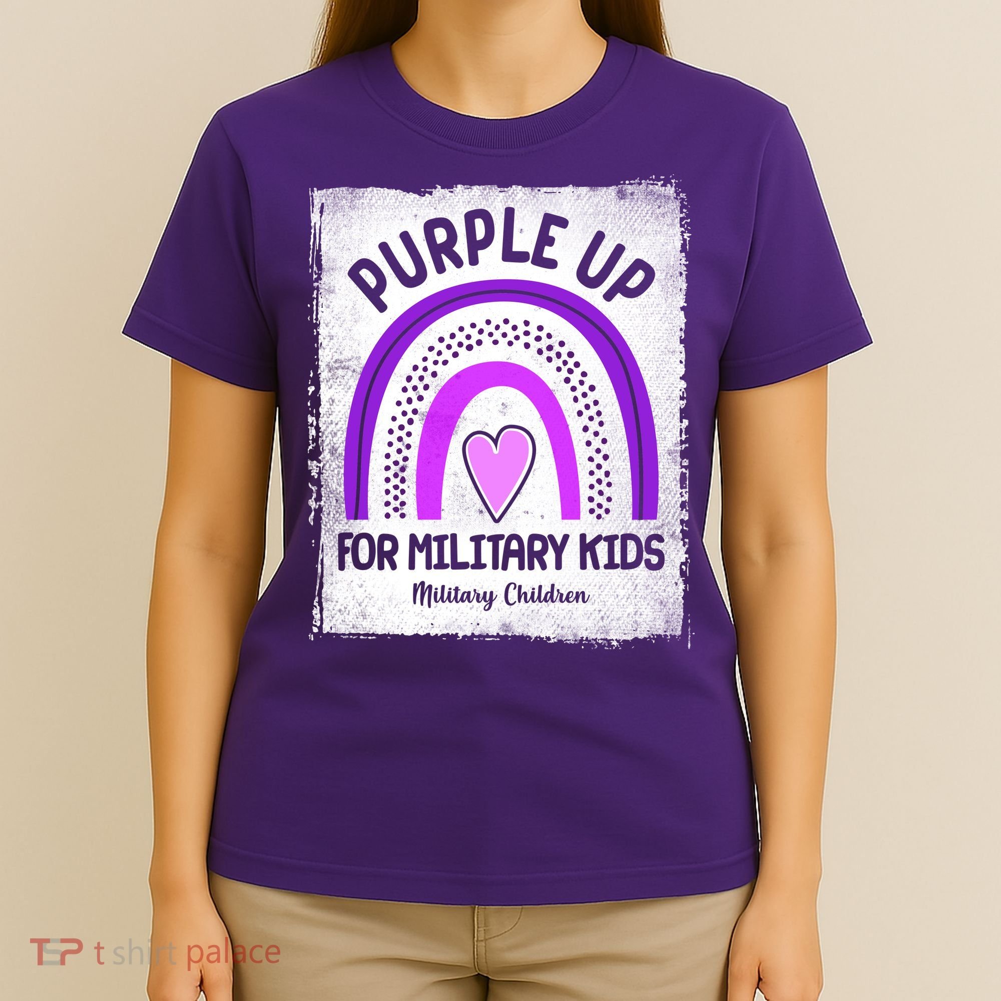 Purple Up For Military Kids Military Children Purple Rainbow T-Shirt