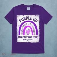 Purple Up For Military Kids Military Children Purple Rainbow T-Shirt thumb 5