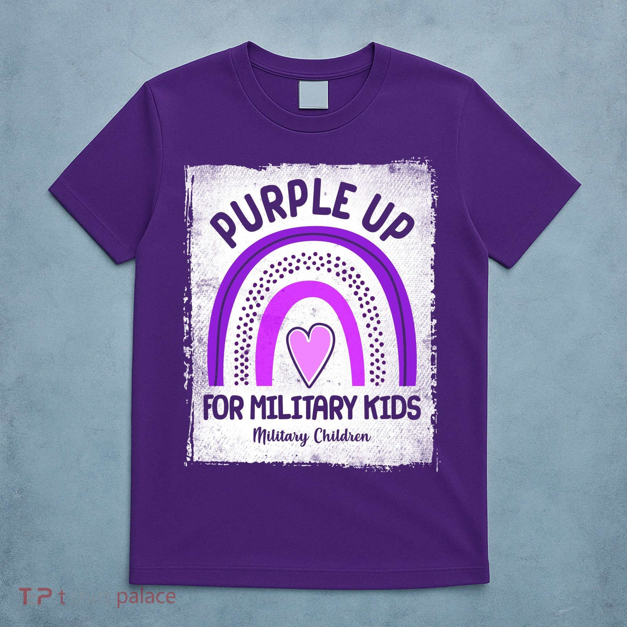 Purple Up For Military Kids Military Children Purple Rainbow T-Shirt