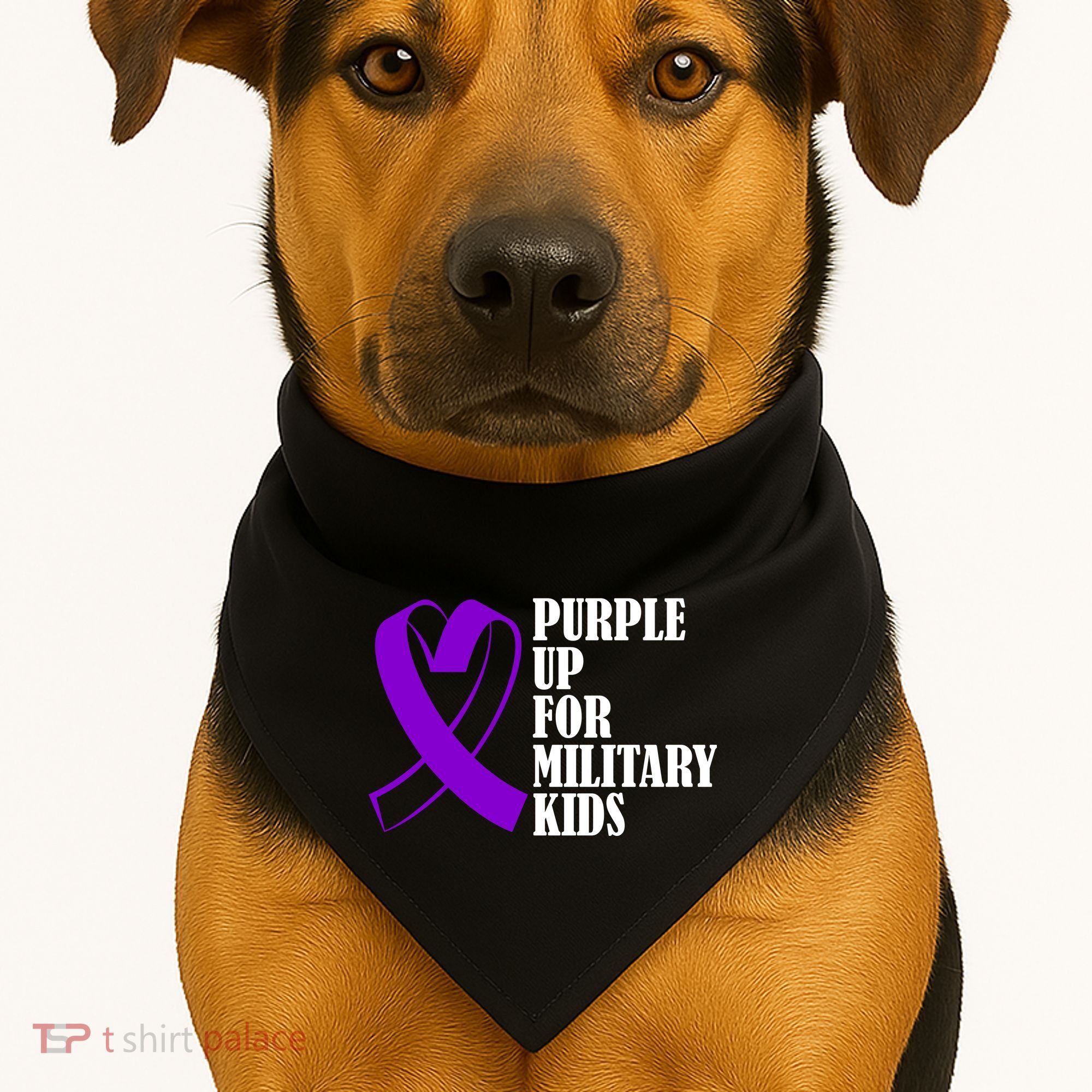 Purple Up For Military Kids Ribbon USA-Made Doggie Bandana
